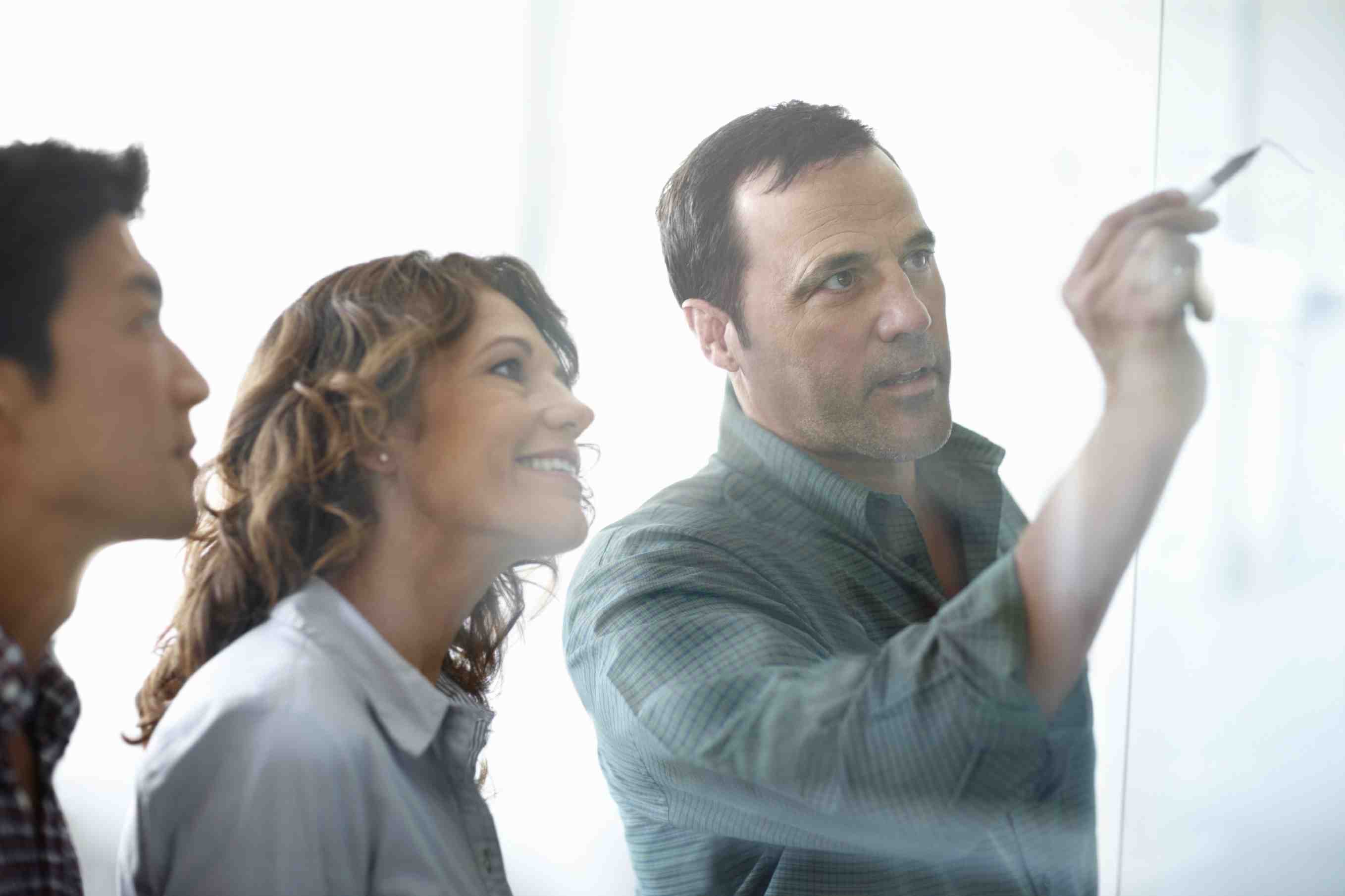 A team of executives brainstorming ideas for their latest project